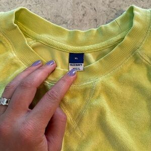 Lime green terry crew neck